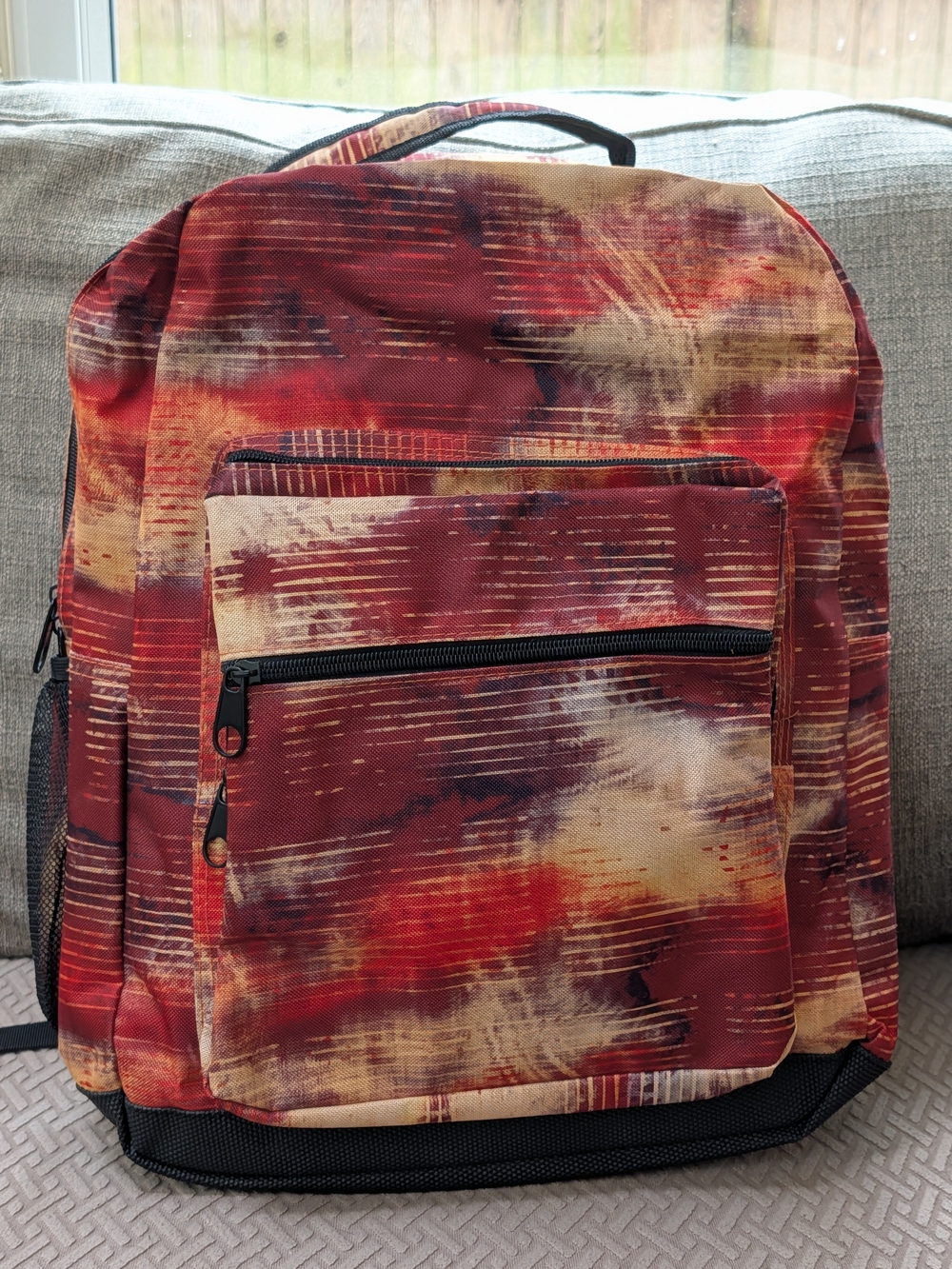 Red Abstract Print Backpack - Unbranded